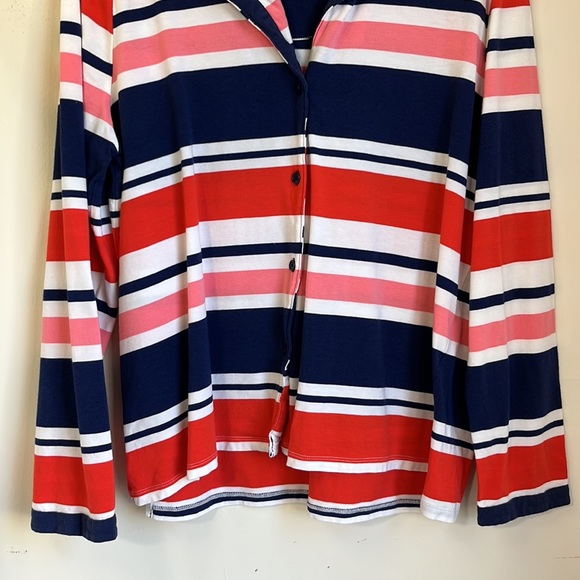 Kate Spade Dream A Little Dream Collared Striped Pajama Top Size L - Picture 3 of 6